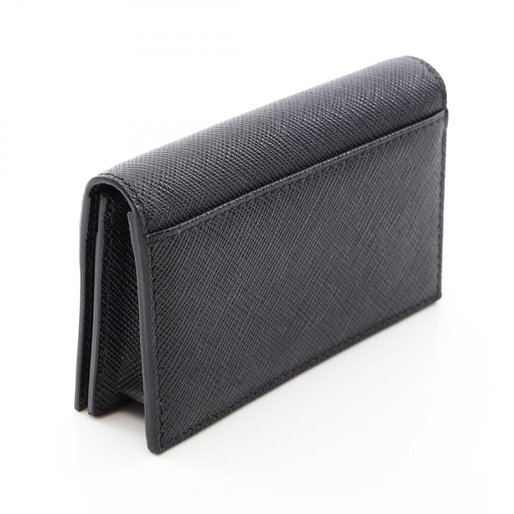 Prada Saffiano Metal Card Case Wallet Accessory Leather Black - Picture 2 of 7